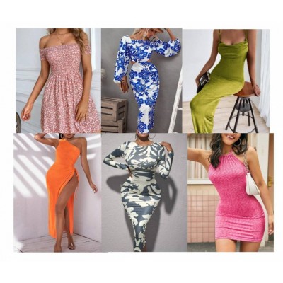 In-stock Lot Items New Women Free Clothes Dress Online Sale Supplier Shop Dress Bulk Clothes Bale